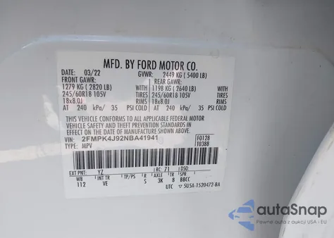 2022 Ford Edge Sel from USA, damaged, VIN 2FMPK4J92NBA41941